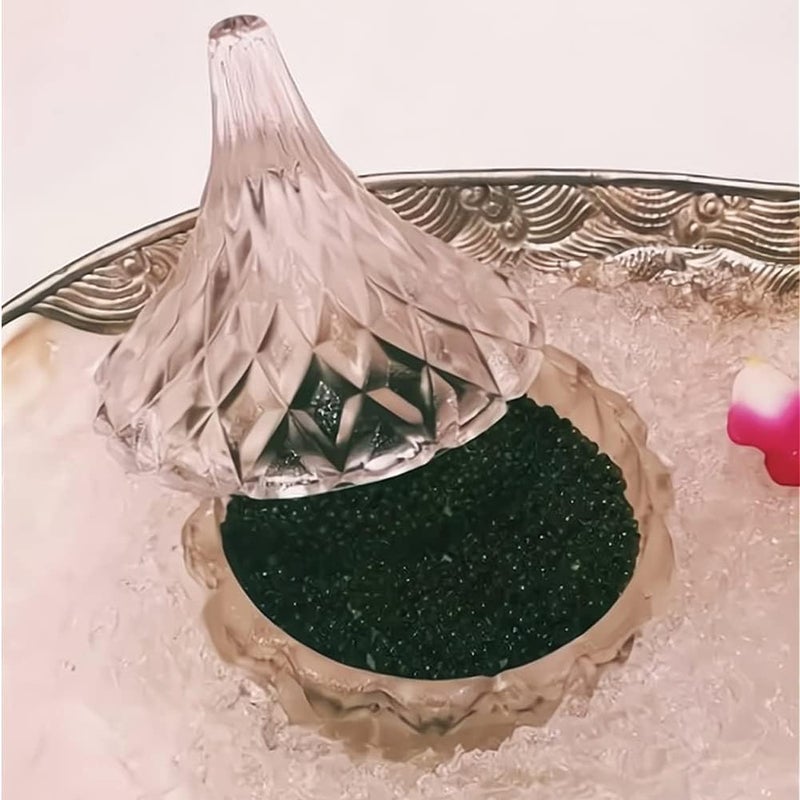 DUEBEL Glass Caviar Chiller Server Set Plus 2 pcs. x Mother of Pearl Caviar Spoon 3.15" – Universal Martini, Wine, Liquor Cocktail Chiller - Image 2